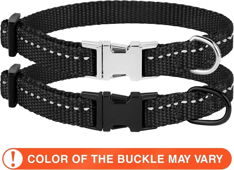 CollarDirect Reflective Dog Collar for a Small, Medium, Large Dog or Puppy with a Quick Release Buckle - Boy and Girl - Nylon Suitable for Swimming (7-11 Inch, Black) - Image 2